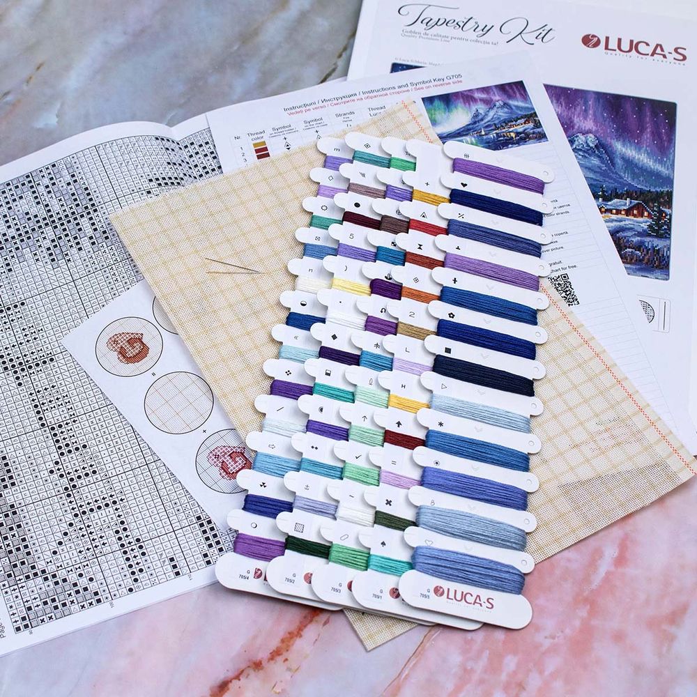 Набор для вышивания нитками Luca-S G705, гобелен Северное сияние, 20х15см