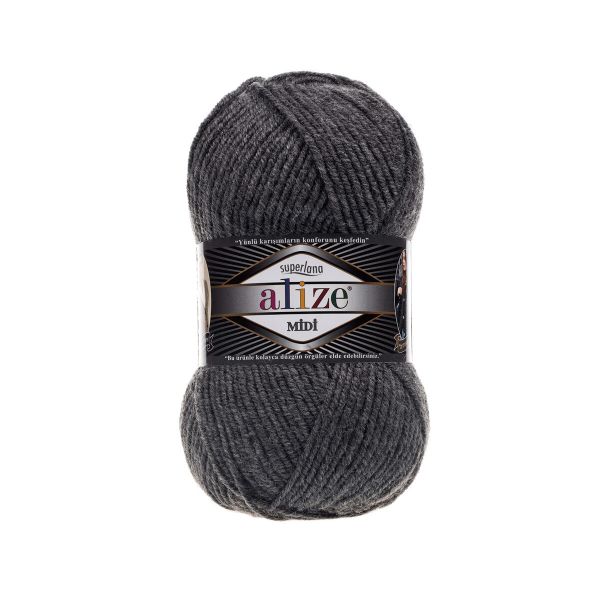 Пряжа Alize (Ализе) Superlana Midi / уп.5 мот. по 100 г, 170м, 182 серый меланж A