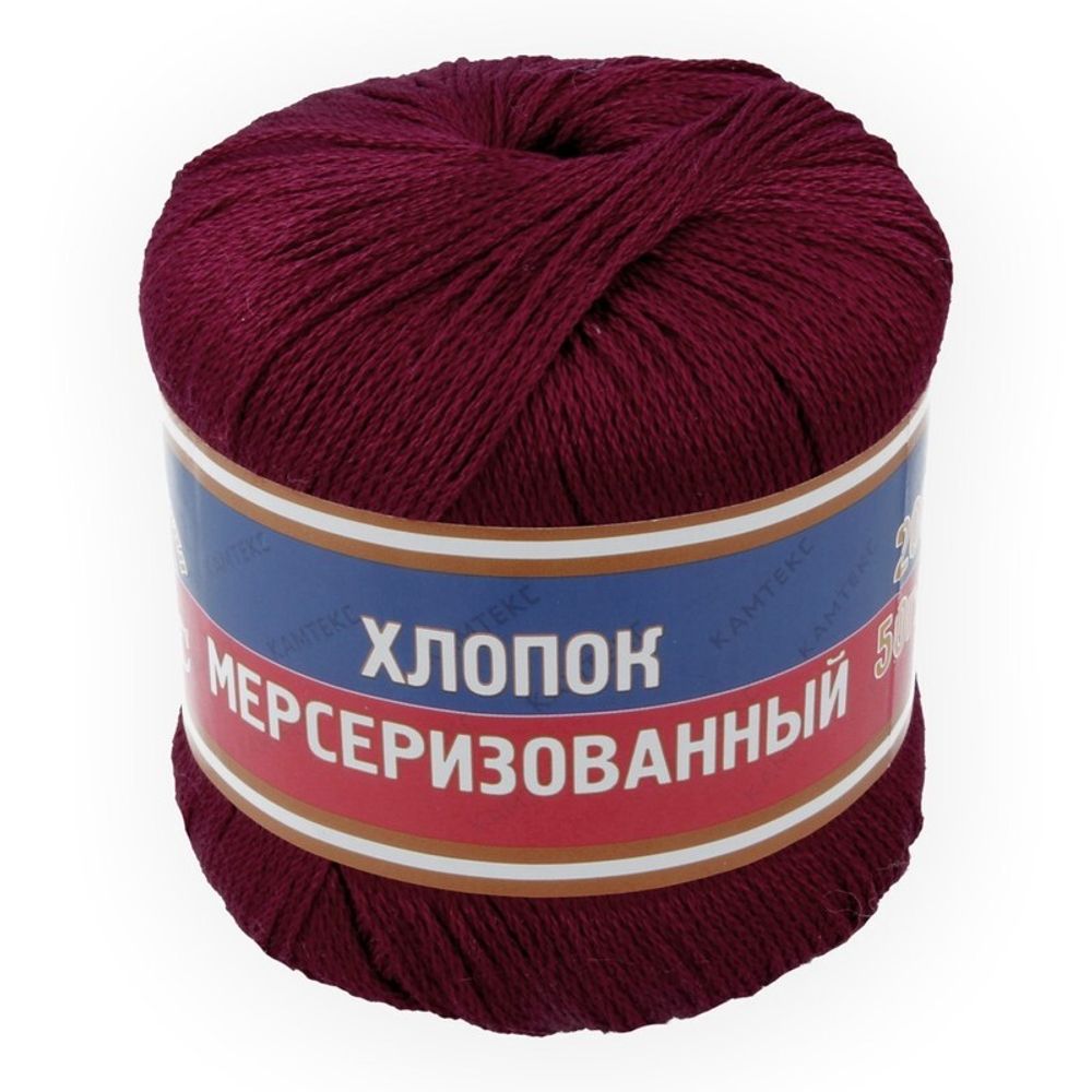 Пряжа Камтекс Хлопок мерсеризованный / уп.10 мот. по 50 г, 200 м, цв.091 вишня
