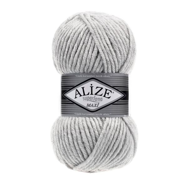 Пряжа Alize (Ализе) Superlana Maxi / уп.5 мот. по 100 г, 100м, 208 светло-серый меланж A