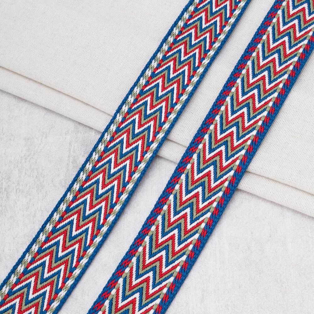 Стропа (ременная лента) 38 мм / 45.72 метра, [35.87 г/пог.м], с принтом, T0404 синий/белый/красный, 3Al362