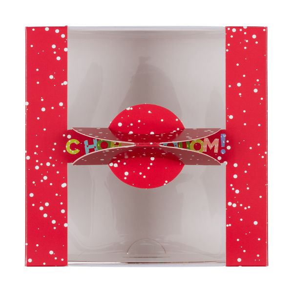 Коробка для мини-торта 14х14х8 см, №2 Новогодний снегопад, S-Chief, CBC-029