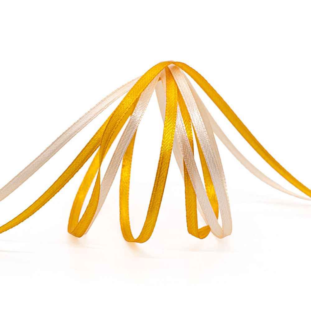 Набор атласных лент 3 мм, 100 м, 2 ролика в упаковке, т.золотой/телесный