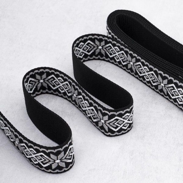 Стропа (ременная лента) 38 мм / 3 метра, [36.33 г/пог.м], с принтом 1-сторонняя, T0750 серый/черный, 3Al359