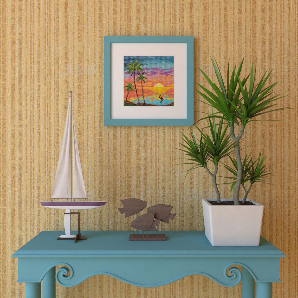 Алмазная (кристальная) мозаика Фрея, Морской закат, 14х14 см