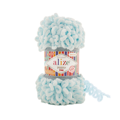 Пряжа Alize (Ализе) Puffy Fine / уп.5 мот. по 100 г, 14м, 522 светло-голубой A