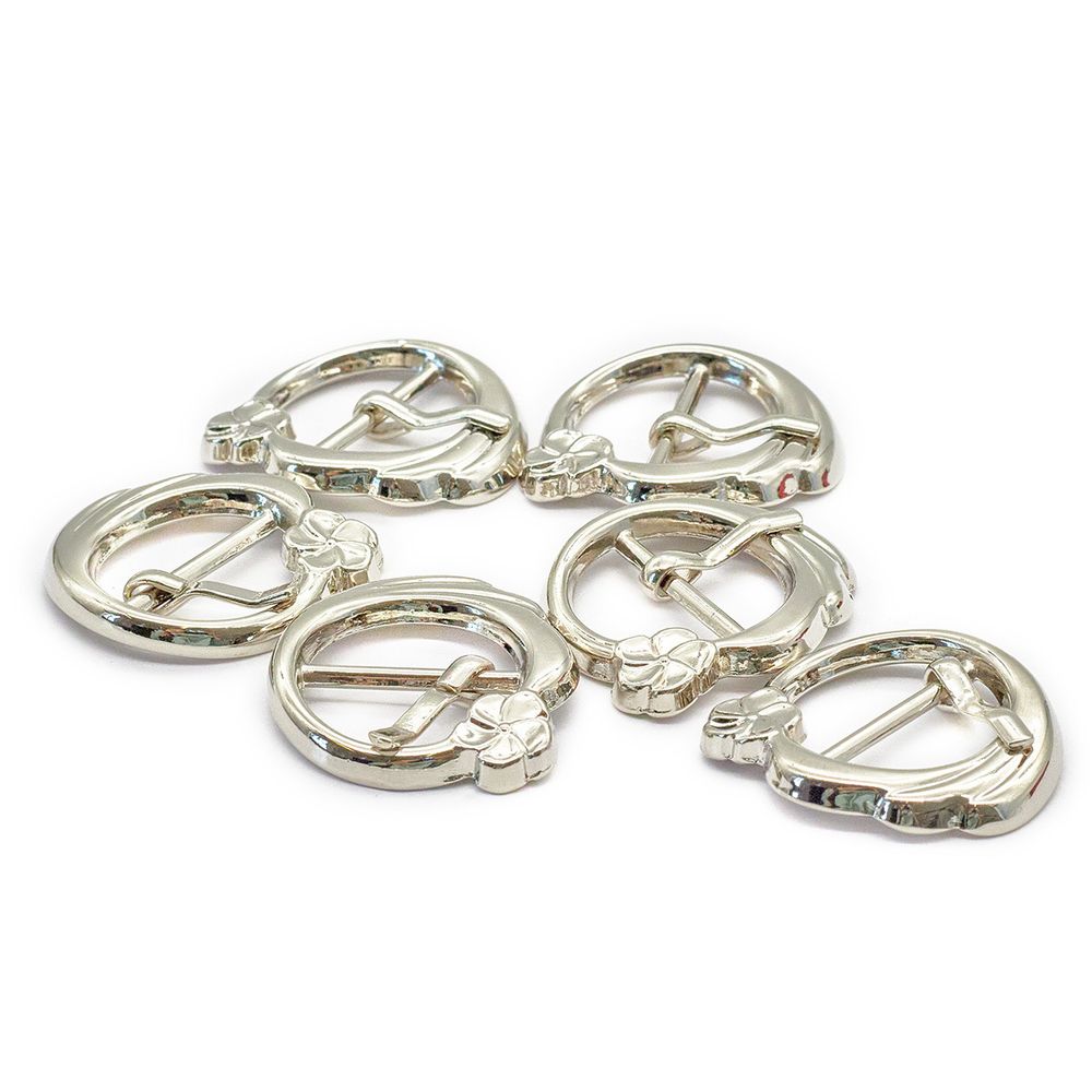 Пряжка ременная металл 19 мм (внешн. 27х29 мм), 10 шт, никель, с цветком, BIG