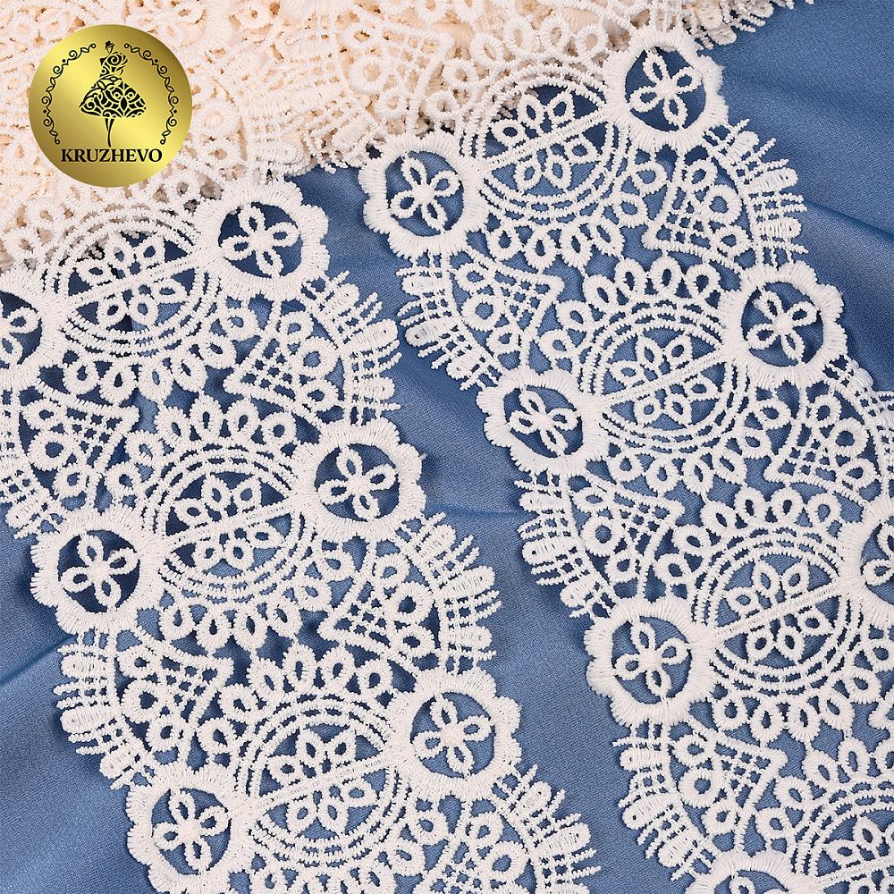 Кружево гипюр (плетёное) 85 мм / 13.71 метров, TBY.SUN.02, цв.F102 молочный