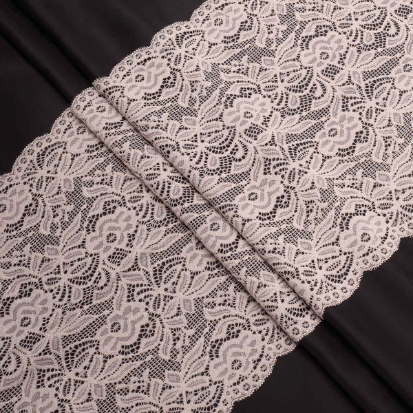 Кружево бельевое эластичное 300 мм / 3.4 метра, цвет молочный