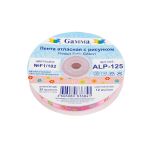 Лента атласная с рисунком 12.0 мм / 22.8 метров, F1/102 Цветы/св.лиловый, Gamma ALP-125