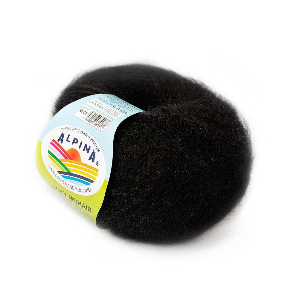 Пряжа Alpina Lucky Mohair / уп.10 мот. по 50 г, 150м, 01 черный