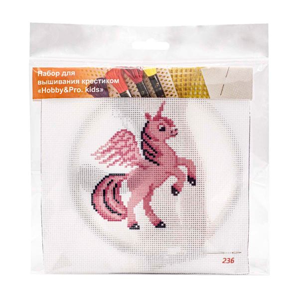 Набор для вышивания нитками Hobby&Pro Kids, Единорожка 19х19см