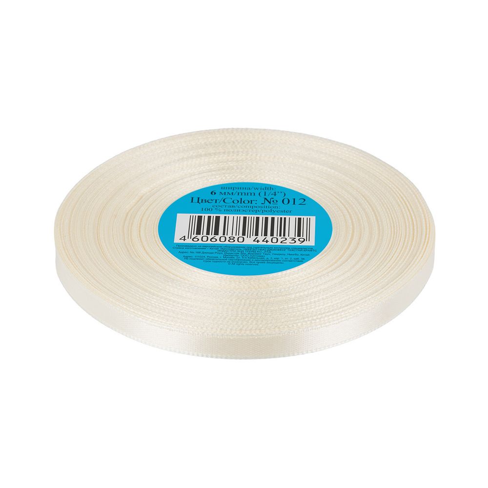 Лента атласная 1-сторонняя 6.0 мм / 33±2 метра, 012 бл.голубой, Gamma