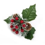 Веточка декоративная хвойная с шишками и ягодами 16 см, 3 шт, 01, Blumentag