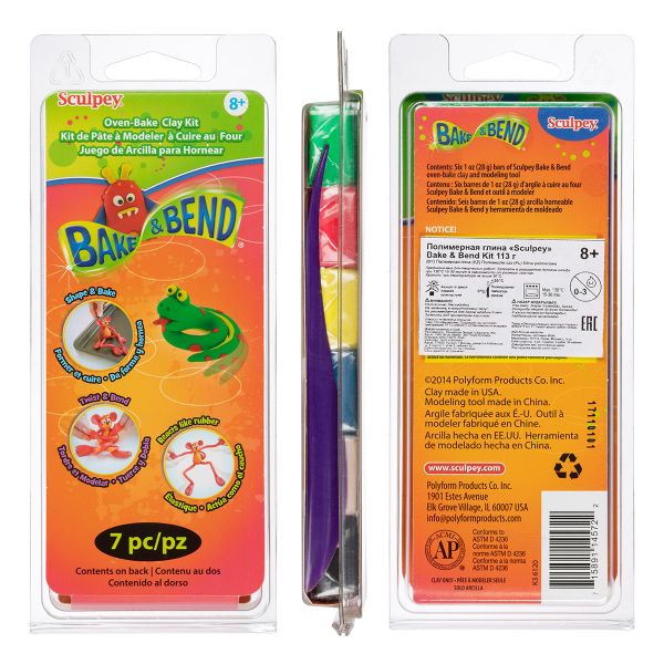 Полимерная глина 7 цв. по 113 г, Bake & Bend Kit K3 6120, Sculpey K3 6120