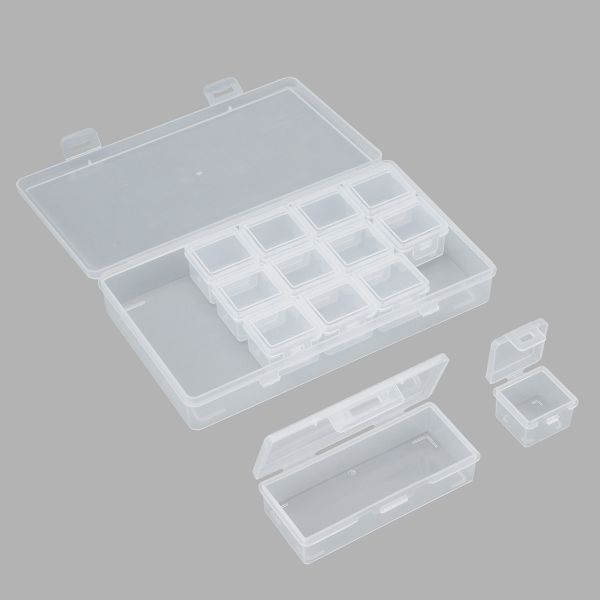 Контейнер для хранения мелочей 19.4х11.3х3 см, 13 штук ассорти в боксе