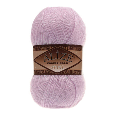 Пряжа Alize (Ализе) Angora Gold Simli / уп.5 мот. по 100 г, 500м, 027 лиловый A