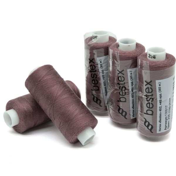 Нитки швейные бытовые Bestex 40/2, 365 м (400 ярд) / 10 кат., 298 старая роза