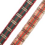 Лента (тесьма) жаккардовая 25.0 мм / 10±0.5 метров, Тартан с люрексом, 25136 SKL красный