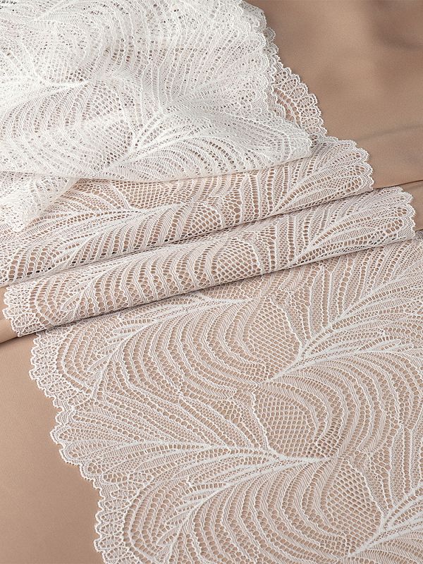 Кружево бельевое эластичное 215 мм / 2.7 м, 3517, цв.004 белый, Kruzhevo