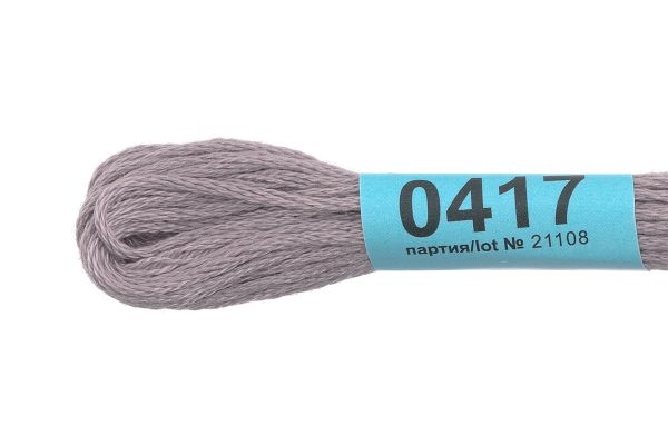 Мулине Gamma 100% хлопок, цв.0417 серый, 24 мотка по 8 метров