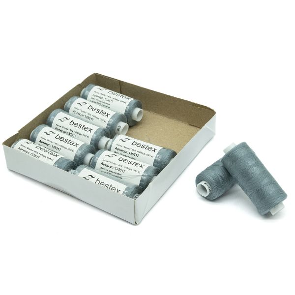 Нитки швейные бытовые Bestex 40/2, 365 м (400 ярд) / 10 кат., 316 кремниевый серый