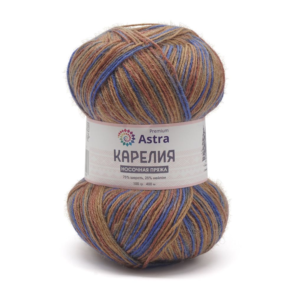 Пряжа Astra Premium (Астра Премиум) Карелия носочная (Karelia sock) / уп.2 мот. по 100 г, 400 м, 1005