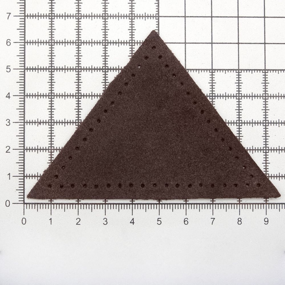 Заплатки пришивные из замши треугольник 8х8х8 см, с перфорацией, 2 шт, 21 темно-коричневый, 59903