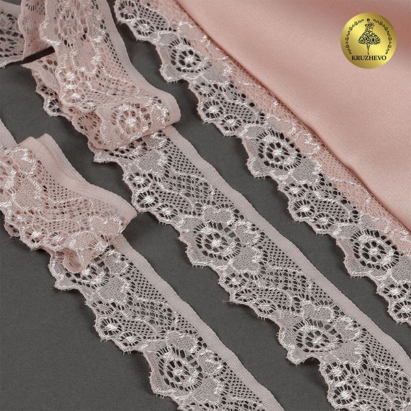 Кружево эластичное (стрейч) 30 мм, L839, цв.168/S185 серебристый пион уп.28м, Kruzhevo