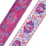 Лента (тесьма) жаккардовая 32.0 мм / 25±1 метров, рис. 9581 Гжель, (3 белый/красный/синий) С1853Г17