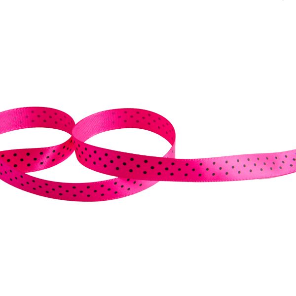 Лента атласная с рисунком 12.0 мм / 22.8 метров, D 103/113 малиновый/черный, Gamma ALP-121