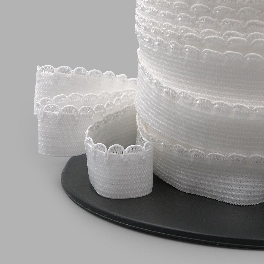 Резинка бельевая (ажурная) 15.0 мм / 50 метров, белый