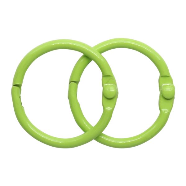 Кольца для альбомов разъемные металл 25 мм, 10 шт, салатовый, 5AS-103