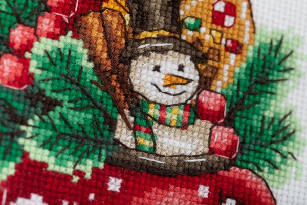 Набор для вышивания нитками Panna, открытка Новогодняя кружка, 9.5х11.5 см