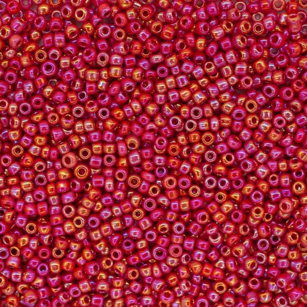 Бисер Astra&Craft 11/0 (2.1 мм), 200 г (10х20 г), цв. 405 красный/непрозр.радужный