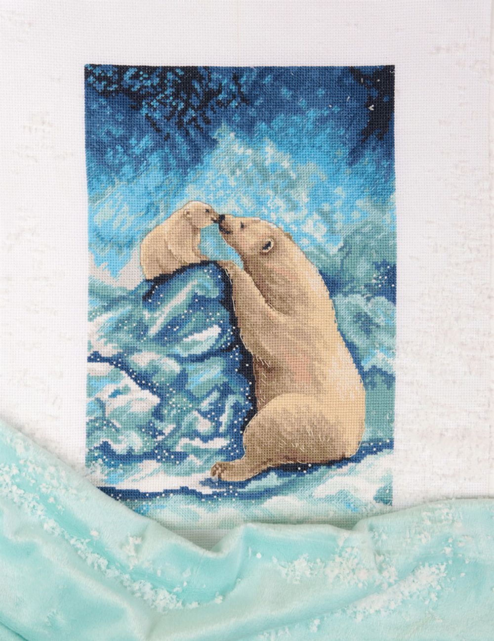 Набор для вышивания нитками Panna, Мишки на Севере, 18х27 см