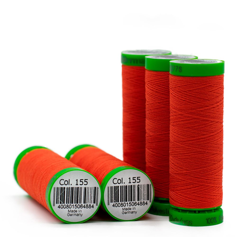 Нитки для тонких тканей Gutermann Extra Fine 150, 200м, 155 яркий апельсин, 5 катушек