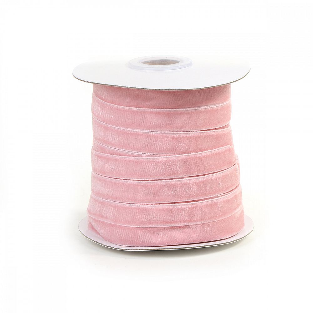 Лента бархатная (тесьма) 10.0 мм / 22.86±1 метров, арт.10VR75 нейлон цв.розовый