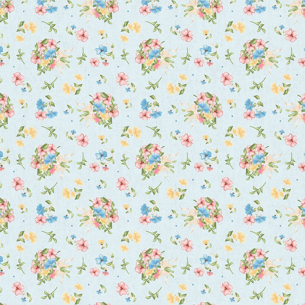 Ткань для пэчворка Peppy Нежная история, рулон 112 см / 5 метров, НИ-08 голубой, Peppy