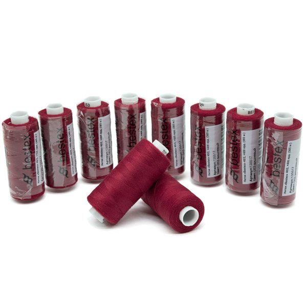 Нитки швейные бытовые Bestex 40/2, 365 м (400 ярд) / 10 кат., 053 брусничный