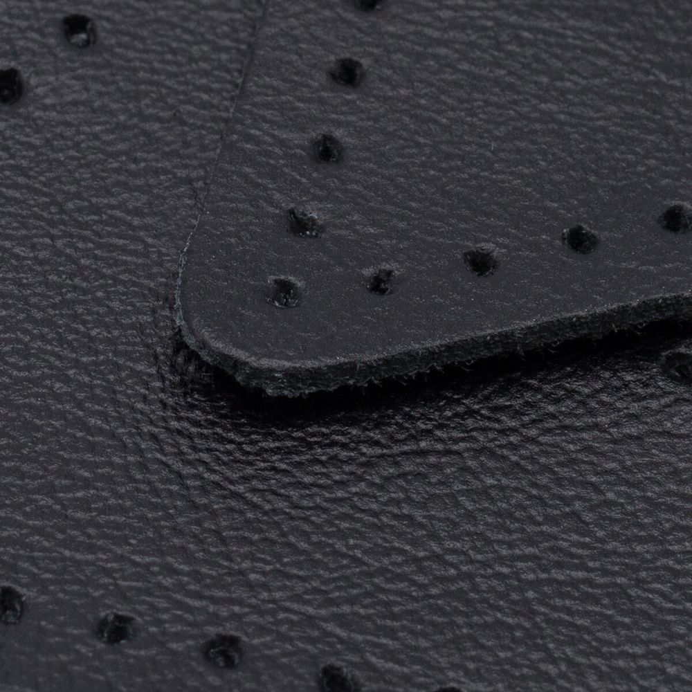 Заплатки пришивные из кожи, треугольник равносторонний 6см с перфорацией, 2 шт, 100% кожа, 01 черный, 9116