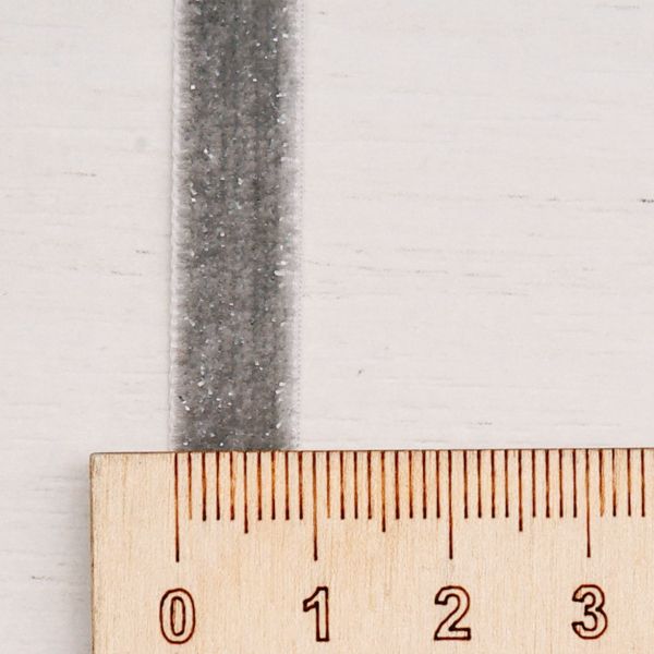 Лента бархатная (тесьма) с люрексом 10.0 мм / 32.9±2 метров, 182 серый