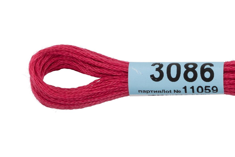 Мулине Gamma 100% хлопок, цв.3086 гр.малиновый, 24 мотка по 8 метров