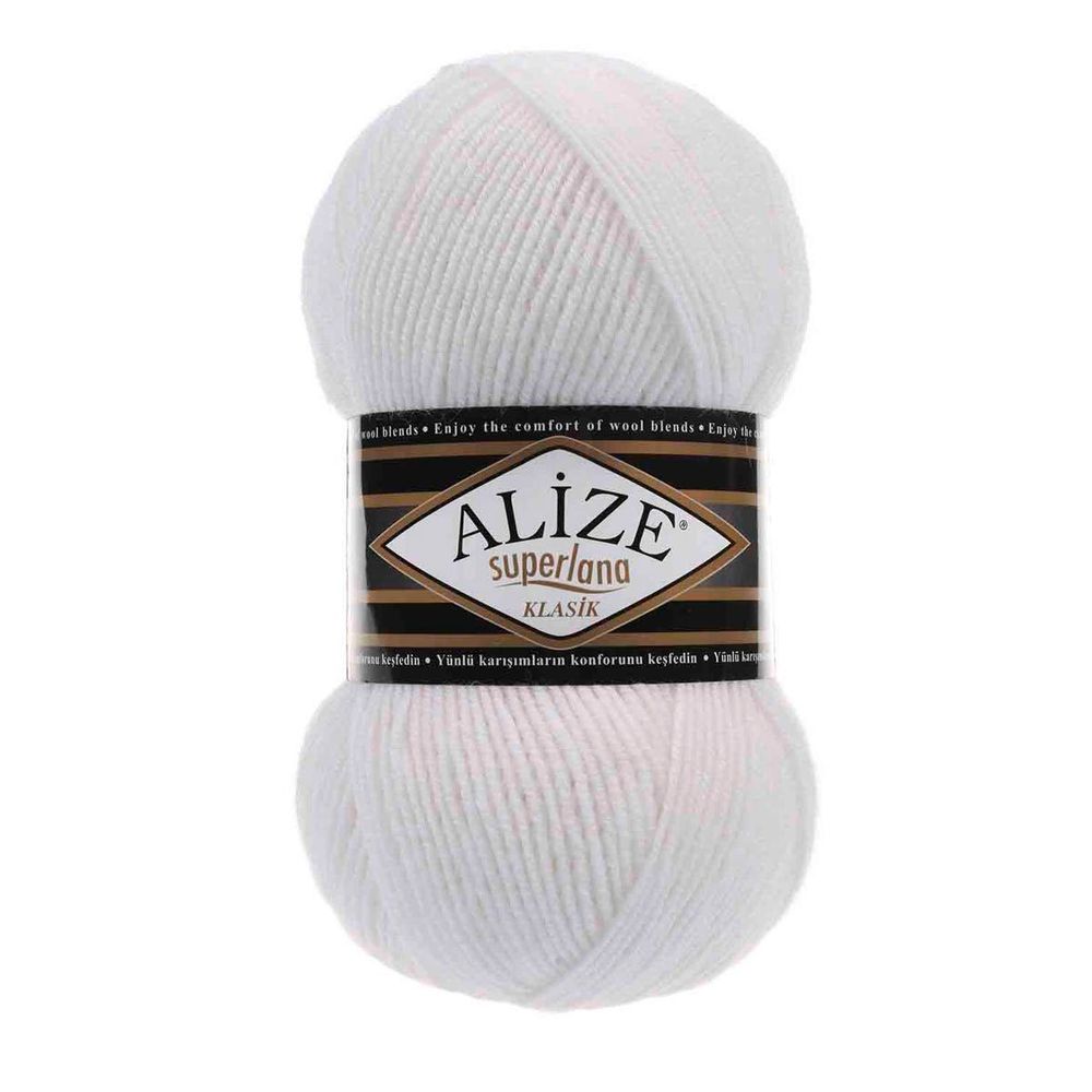 Пряжа Alize (Ализе) Superlana klasik / уп.5 мот. по 100 г, 280м, 055 белый A