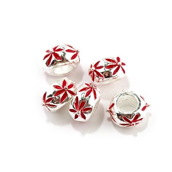 Бусины металл с эмалью 7х10 мм, №1 in ⌀5 мм, цв. 1, 10 шт, Tesoro