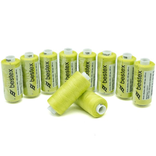 Нитки швейные бытовые Bestex 40/2, 365 м (400 ярд) / 10 кат., 129 зеленое яблоко