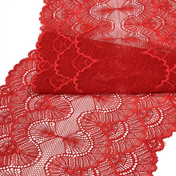 Кружево эластичное (стрейч) 8034 195мм цв.SD163 красный, 3м, Kruzhevo