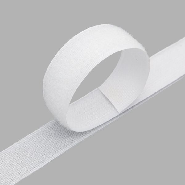 Лента контактная липучка (велкро) пришивная 25 мм / 25 метров, белый, ПАРА (крючок+петля), S090770, качество 