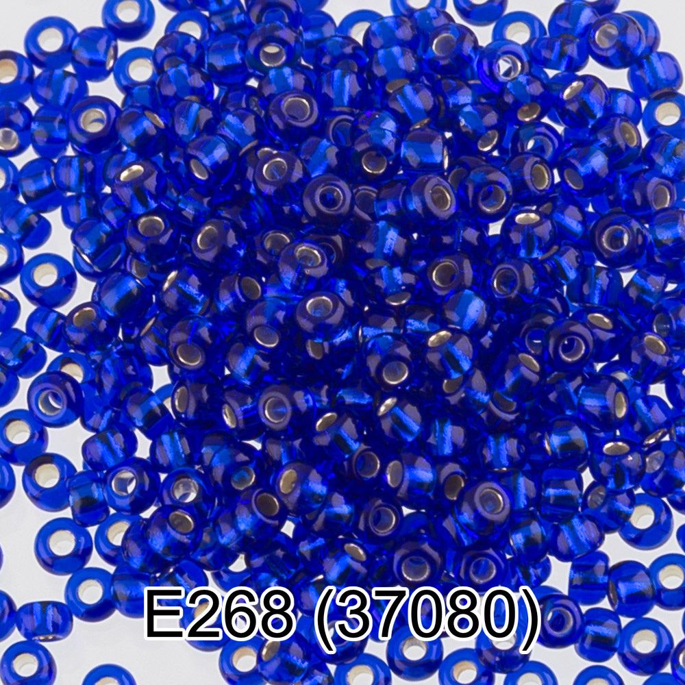 Бисер Gamma 10/0 (2.3 мм), 50 г, E268 т. голубой, 37080, круглый 5