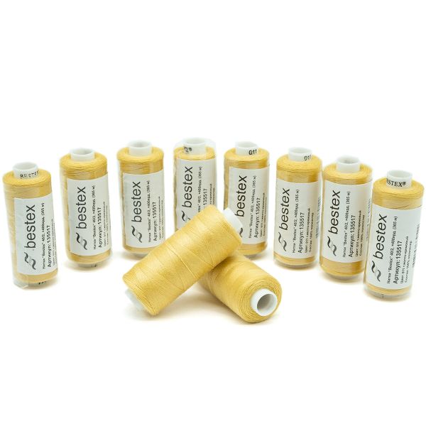 Нитки швейные бытовые Bestex 40/2, 365 м (400 ярд) / 10 кат., 011 соломенный